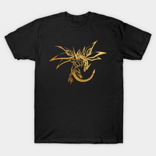 Dragon Skeleton Gold Geometric Art T-Shirt